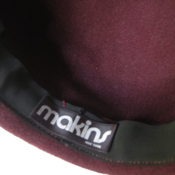 Vintage l 80s Makins New York Maroon Felted Wool Round Crown Classic Derby Hat main image 5